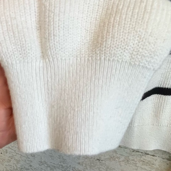 IKKS Women Striped Black and White Sweater Sz L Nautical Coastal Preppy Prep - Picture 6 of 16